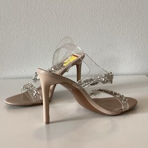 Inc Elegant Clear Strap Heels with Rhinestone Accents Size 8
